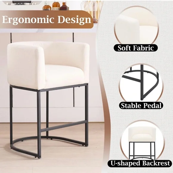 Elegant Cream Bar Stools with Black Frame - Picture 3 of 6